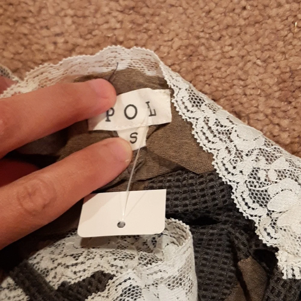 🥀NWT POL Spaghetti-Strap Lace, Waffle, Brown, and Black Tank (S)🥀 - Picture 6 of 7